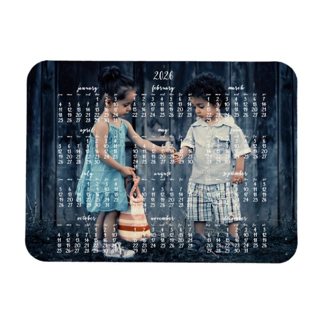 Ímã de Foto Calendário Anual 2026 3x4 (Horizontal)