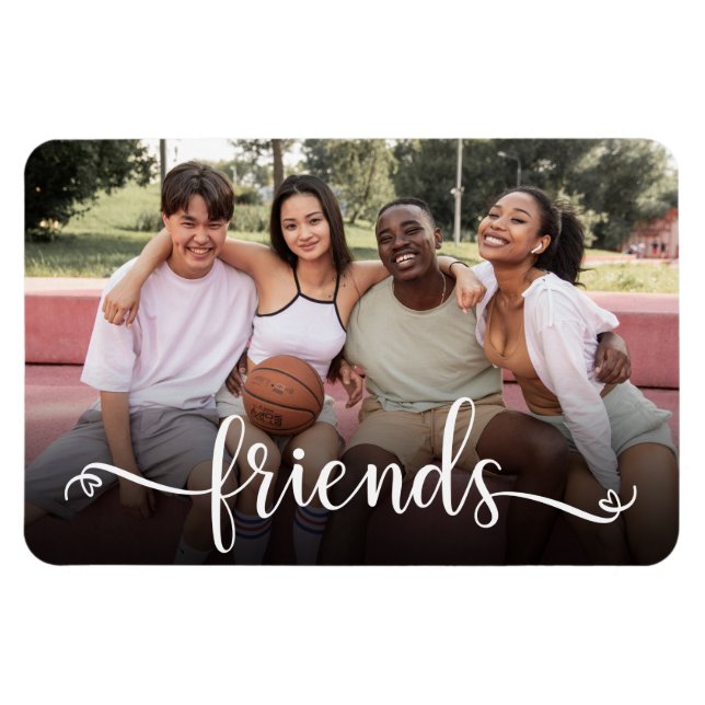 Ímã de Foto com Letra de Amigos (Horizontal)
