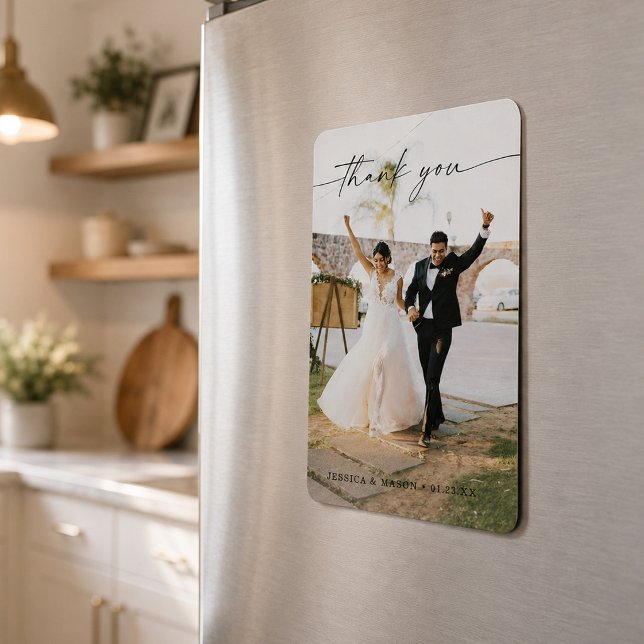 Ímã de Foto de Agradecimento de Casamento Moderno (Criador carregado)