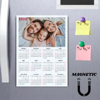 Ímã de Foto de Calendário Minimalista 2026