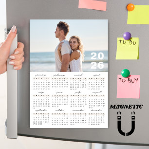Ímã de Foto de Calendário Minimalista Simples 2026