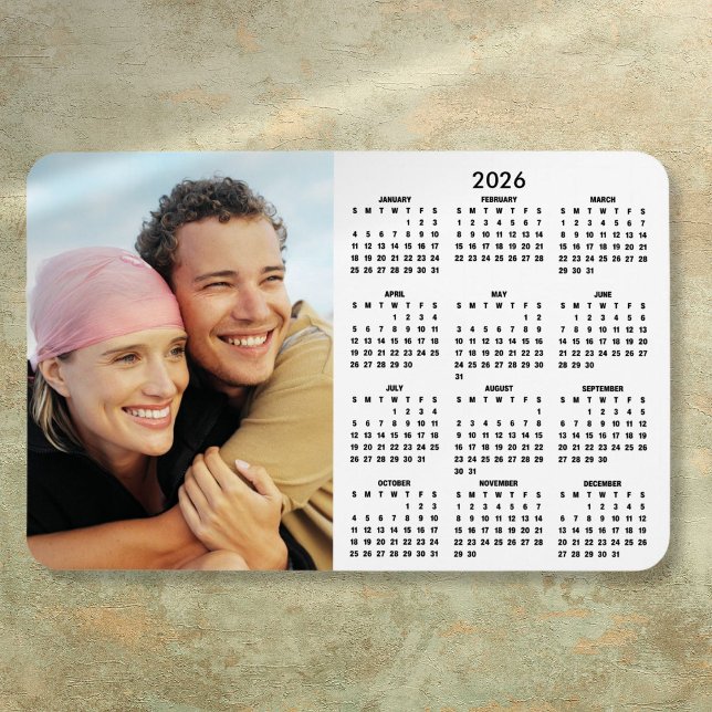 Ímã de foto de calendário moderno de 2026 (2026 Modern Calendar Photo Magnet)