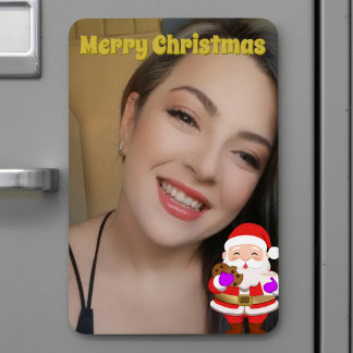 Ímã de Foto de Família com Papai Noel de Desenho