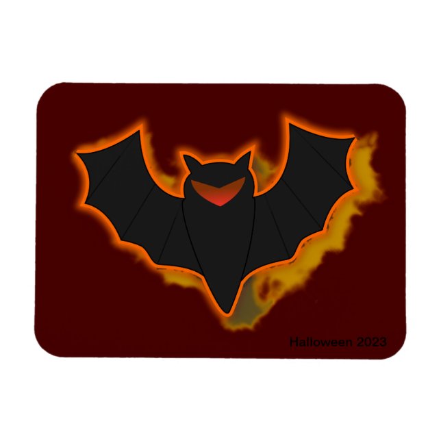 Ímã de Foto de Halloween de Morcego Assustador | T (Horizontal)