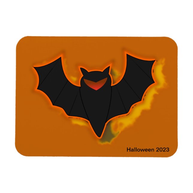 Ímã de Foto de Halloween de Morcego Assustador | T (Horizontal)