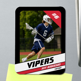 Ímã de Foto de Jogador de Lacrosse Vermelho Vigoro