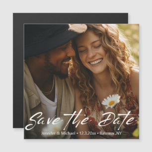 Ímã de Foto de Save the Date de Roteiro Minimalist