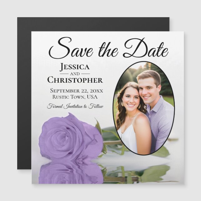 Ímã de Foto de Save The Date Rosa Roxa Lavanda (Frente/Verso)