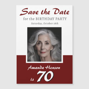 Ímã de Foto do Aniversário de 70 anos Save the Dat