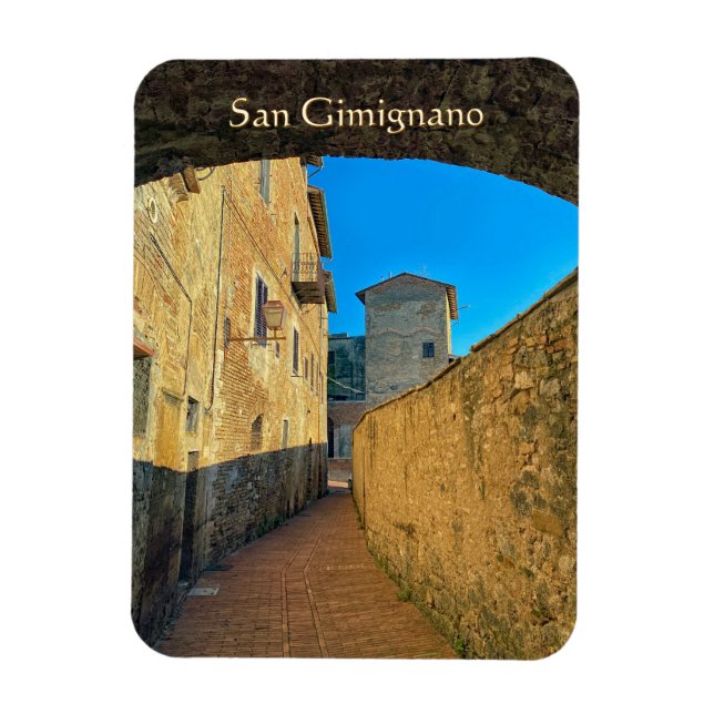 Ímã de foto flexível das ruas de San Gimignano (Vertical)