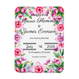 Ímã de Foto Flexível Floral Rosa e Roxo
