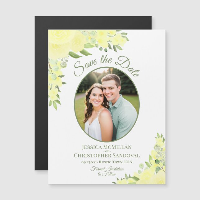 Ímã de Foto Oval de Save the Date Floral Boho Amar (Frente/Verso)