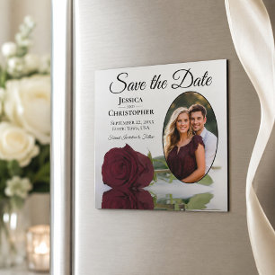 Ímã de Foto para Salvar a Data do Casamento Burgun