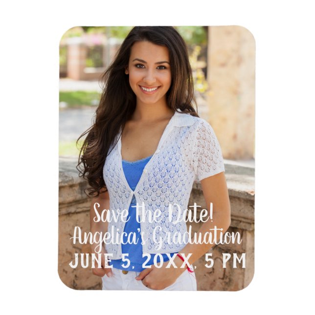 Ímã de Foto Personalizado de Data de Formatura (Vertical)