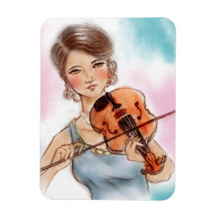 Ímã de Foto vintage cor-de-rosa e azul - Violino
