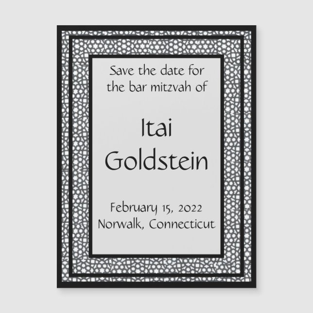 Ímã de Fretwork Repeated Save the Date (Frente)