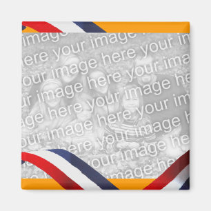 Imã de geladeira alaranjada azul branca vermelha