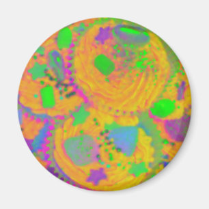 Imã de geladeira alaranjada dos cupcakes redonda