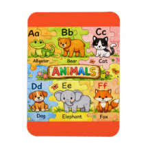 Ímã de Geladeira Alfabeto Animal Pré-Escolar