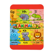 Ímã de Geladeira Alfabeto Animal Pré-K G-L