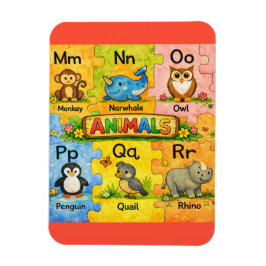 Ímã de Geladeira Alfabeto Animal Pré-K M-R