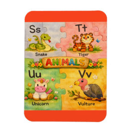 Ímã de Geladeira Alfabeto Animal Pré-K S-V