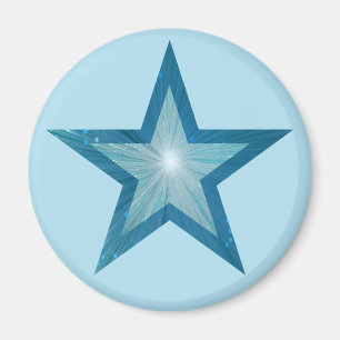 imã de geladeira azul-estrela redonda azul-claro