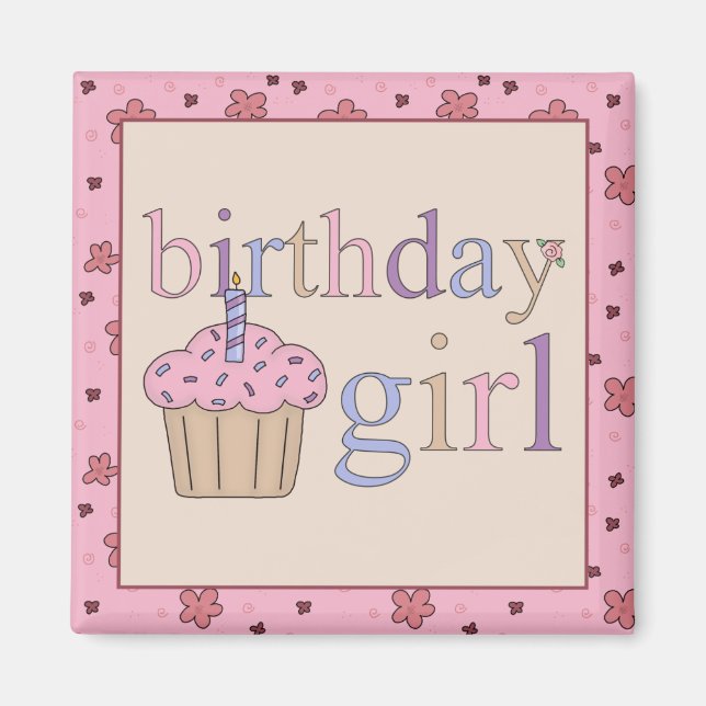 Imã de geladeira Birthday Girl (Frente)