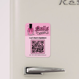 Ímã de Geladeira Código QR Técnico de Unhas Pink G