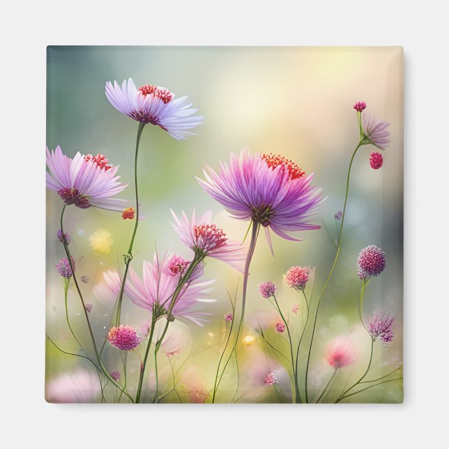 Imã de geladeira com Flores Selvagens Bonito (Frente)