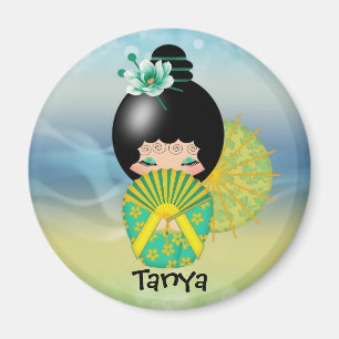 Imã de geladeira da ilustração da boneca de