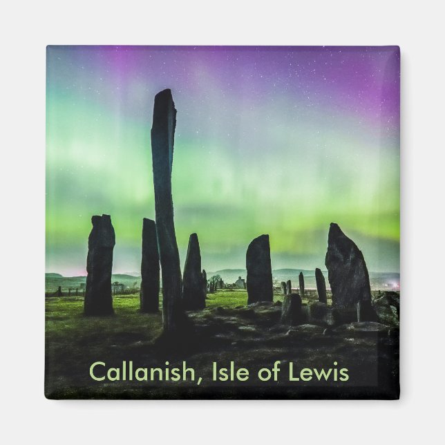 Imã de geladeira da Praça Callanish e Aurora (Frente)