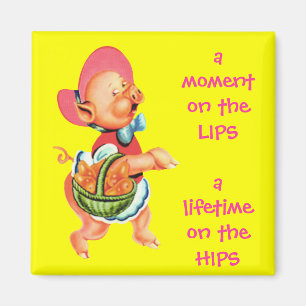 Imã de geladeira da senhorita Leitão do hippy