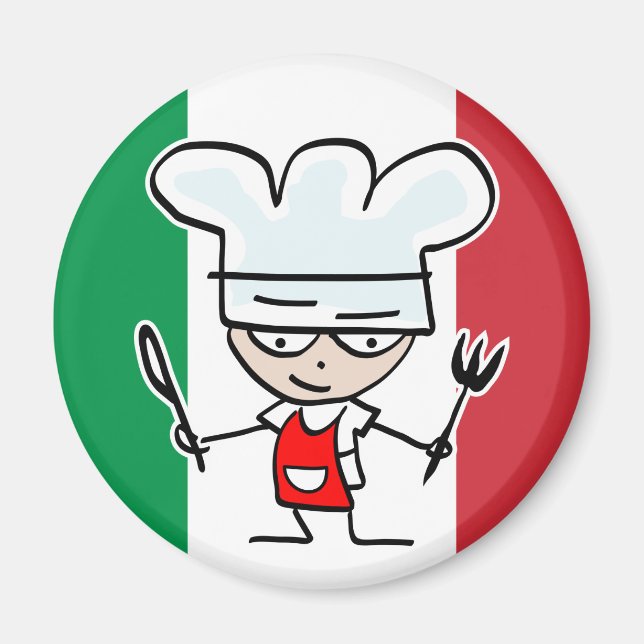 Imã de geladeira de chef italiano com desenho anim (Frente)