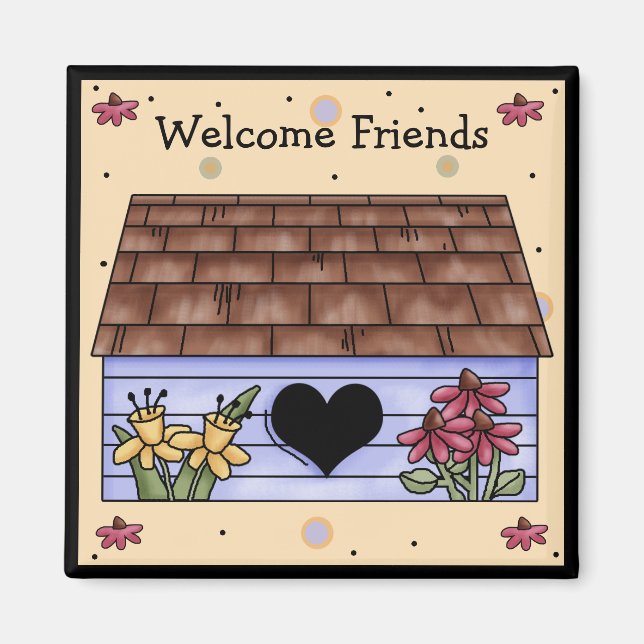 Imã de geladeira de Country Birdhouse (Frente)