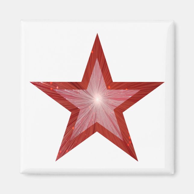 Imã de geladeira de Estrela Vermelha branca (Frente)