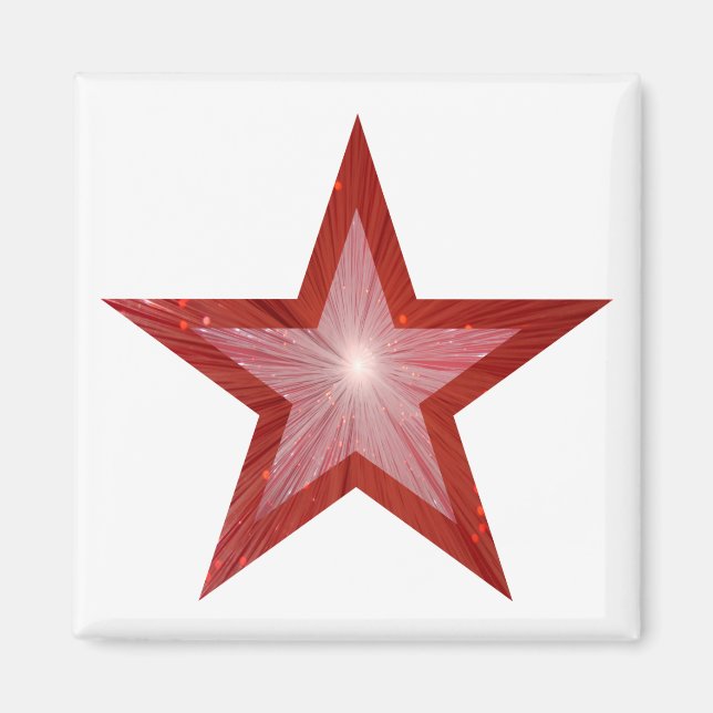 Imã de geladeira de Estrela Vermelha branca (Frente)