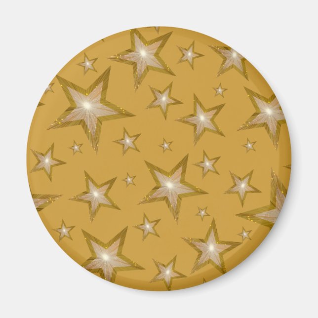 imã de geladeira de estrelas Douradas em ouro (Frente)