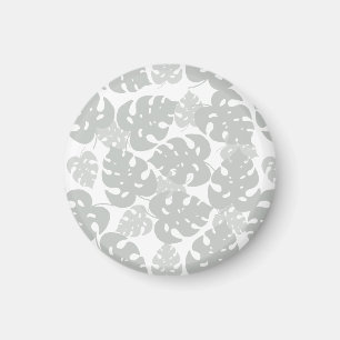 imã de geladeira de folhas de monstera cinza