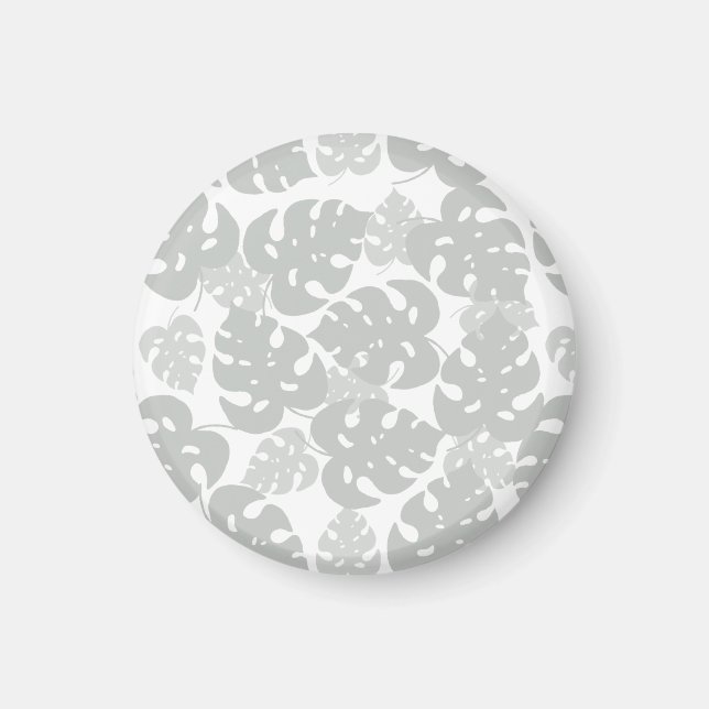 imã de geladeira de folhas de monstera cinza (Frente)