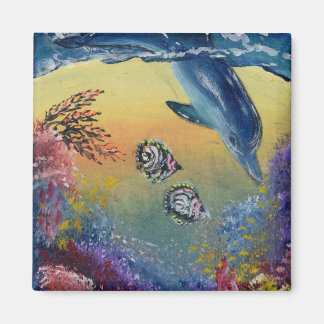 Imã de geladeira de golfinhos