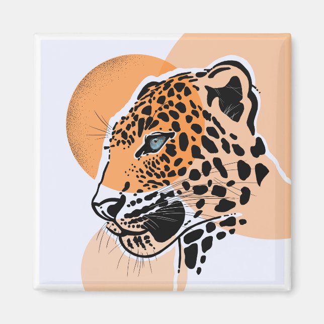 Imã de geladeira de impressão leopardo - Arte anim (Frente)