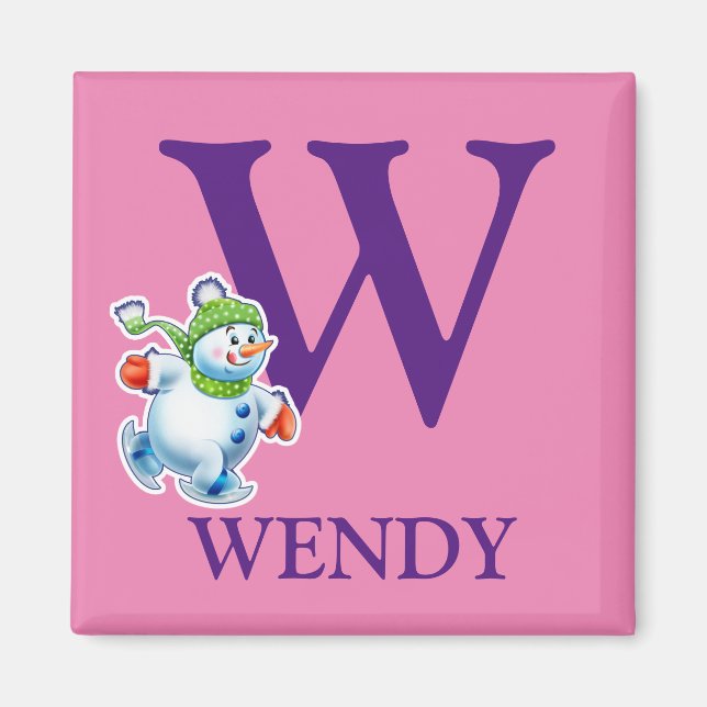 Imã de geladeira de Natal inicial da moça (Frente)