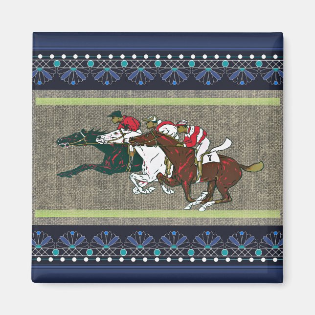 Imã de geladeira de Raça Cavalos (Frente)