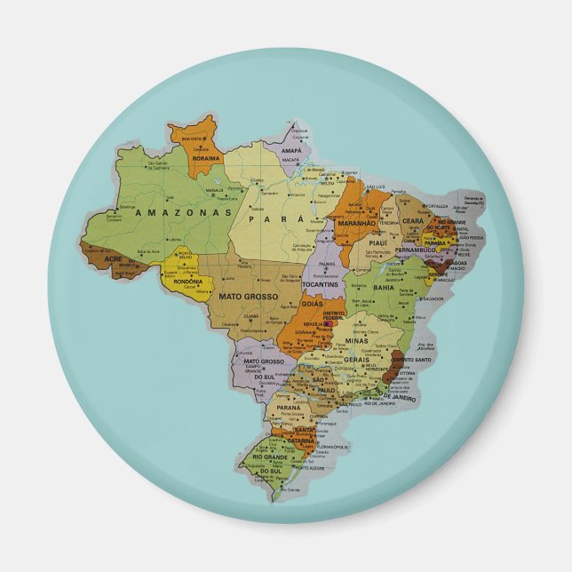 Imã de geladeira do mapa brasileiro (Frente)