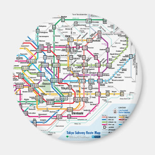 Imã de geladeira do mapa do metro de Tokyo
