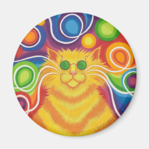 imã de geladeira do Psy-gato-delic redonda
