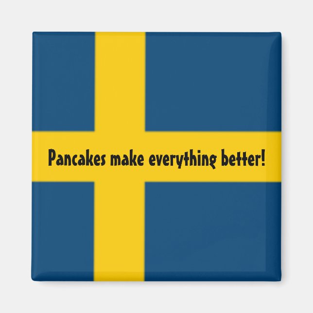 Imã de geladeira do tema Bandeira sueca - panqueca (Frente)
