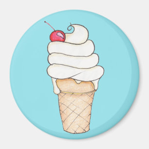 Imã de geladeira ilustrada do cone do sorvete