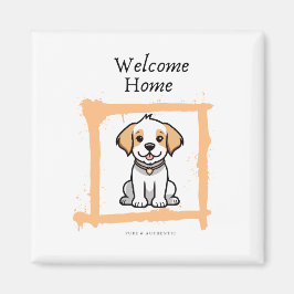 Imã de geladeira inicial de boas-vindas